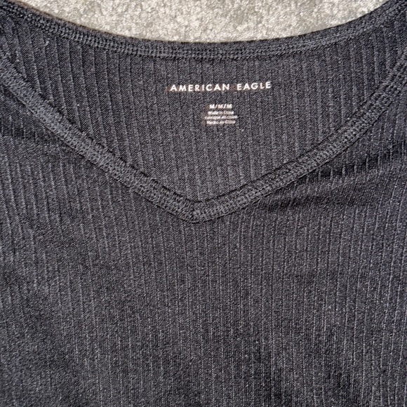 American Eagle V-Neck Ribbed Long Sleeve Shirt - Picture 2 of 2